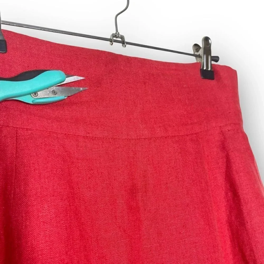 SLOBE IENA Slobe Iena Red 100% Linen Long Maxi Skirt Women’s Size 36 Small Flaws